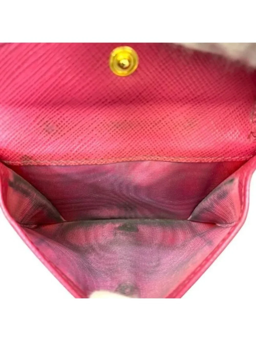 Prada 1 Mv204 Wallet Fold Compact Mini Logo Leather Pink